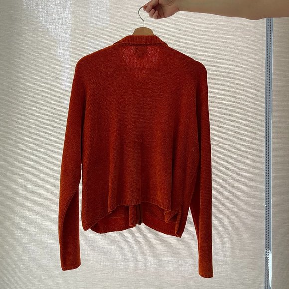 Orange Chenille Zip-Up Sweater - Picture 2 of 3